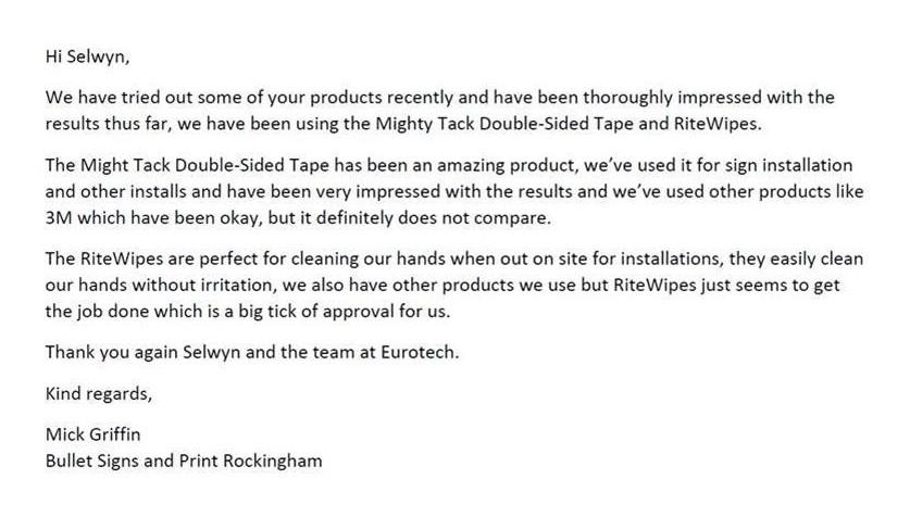 double sided tape mightytack testimonial